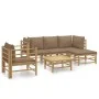 6-teiliges Gartenmöbel-Set aus Bambus mit taupegrauen Kissen von vidaXL, Gartensets - Ref: Foro24-3155115, Preis: 620,58 €, R...