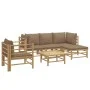 6-teiliges Gartenmöbel-Set aus Bambus mit taupegrauen Kissen von vidaXL, Gartensets - Ref: Foro24-3155115, Preis: 620,58 €, R...