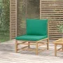 Zentrales Gartensofa Bambus mit grünen Kissen von vidaXL, Modulare Sofas für den Außenbereich - Ref: Foro24-362294, Preis: 79...