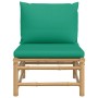 Sofá central de jardín bambú con cojines verde de vidaXL, Sofás modulares de exterior - Ref: Foro24-362294, Precio: 91,48 €