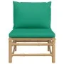 Zentrales Gartensofa Bambus mit grünen Kissen von vidaXL, Modulare Sofas für den Außenbereich - Ref: Foro24-362294, Preis: 79...