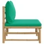 Central garden bamboo sofa with green cushions by vidaXL, Modular outdoor sofas - Ref: Foro24-362294, Price: 79,36 €, Discoun...