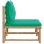 Sofá central de jardín bambú con cojines verde de vidaXL, Sofás modulares de exterior - Ref: Foro24-362294, Precio: 91,48 €
