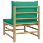 Sofá central de jardín bambú con cojines verde de vidaXL, Sofás modulares de exterior - Ref: Foro24-362294, Precio: 91,48 €