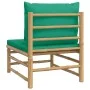 Zentrales Gartensofa Bambus mit grünen Kissen von vidaXL, Modulare Sofas für den Außenbereich - Ref: Foro24-362294, Preis: 79...