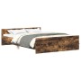 Estructura de cama con cabecero piecero roble ahumado 135x190cm