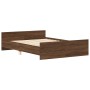 Estructura de cama con cabecero piecero roble marrón 135x190cm