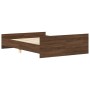 Estructura de cama con cabecero piecero roble marrón 135x190cm