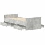 Estructura de cama con cabecero piecero gris hormigón 100x200cm