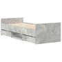 Estructura de cama con cabecero piecero gris hormigón 100x200cm