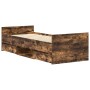 Estructura de cama con cabecero piecero roble ahumado 100x200cm
