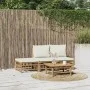 Gartenmöbel-Set 4-teilig aus Bambus und cremeweißen Kissen von vidaXL, Gartensets - Ref: Foro24-3155203, Preis: 311,12 €, Rab...
