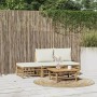 Gartenmöbel-Set 4-teilig aus Bambus und cremeweißen Kissen von vidaXL, Gartensets - Ref: Foro24-3155203, Preis: 316,78 €, Rab...