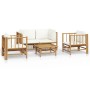 5-piece bamboo garden furniture set with cream white cushions by vidaXL, Garden sets - Ref: Foro24-3155185, Price: 616,54 €, ...