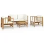 5-teiliges Gartenmöbel-Set aus Bambus mit cremeweißen Kissen von vidaXL, Gartensets - Ref: Foro24-3155185, Preis: 604,35 €, R...