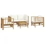 5-teiliges Gartenmöbel-Set aus Bambus mit cremeweißen Kissen von vidaXL, Gartensets - Ref: Foro24-3155185, Preis: 604,35 €, R...