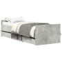 Estructura de cama con cabecero piecero gris hormigón 90x200cm
