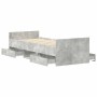 Estructura de cama con cabecero piecero gris hormigón 90x200cm
