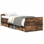 Estructura de cama con cabecero piecero roble ahumado 90x200cm