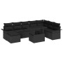 Conjunto de sofá de jardín con cojín 9 pcs Negro Poliratán