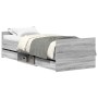 Estructura de cama con cabecero piecero gris Sonoma 90x200 cm