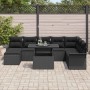 Conjunto de sofá de jardín con cojín 9 pcs Negro Poliratán