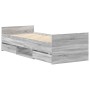 Estructura de cama con cabecero piecero gris Sonoma 90x200 cm