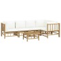 Gartenmöbel-Set 6-teilig aus Bambus und cremeweißen Kissen von vidaXL, Gartensets - Ref: Foro24-3155201, Preis: 695,28 €, Rab...