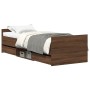 Estructura de cama con cabecero piecero roble marrón 90x200 cm