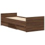 Estructura de cama con cabecero piecero roble marrón 90x200 cm