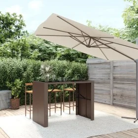 High bar table with brown PE rattan glass surface 145x80x110 cm by vidaXL, Garden tables - Ref: Foro24-362596, Price: 160,66 ...