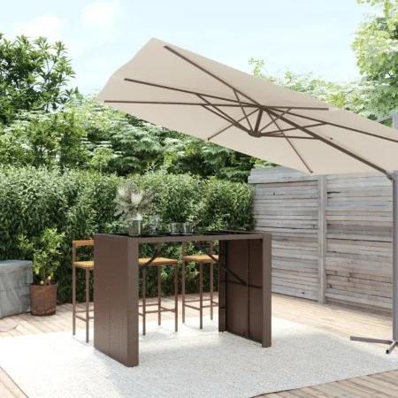 High bar table with brown PE rattan glass surface 145x80x110 cm by vidaXL, Garden tables - Ref: Foro24-362596, Price: 160,66 ...