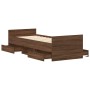 Estructura de cama con cabecero piecero roble marrón 90x200 cm