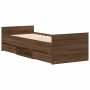 Estructura de cama con cabecero piecero roble marrón 90x200 cm