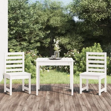 Gartentisch und Stühle 3-teilig aus massivem weißem Kiefernholz von vidaXL, Gartensets - Ref: Foro24-3154672, Preis: 221,64 €...
