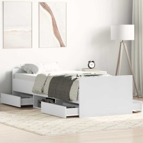 Estructura de cama con cabecero piecero blanca 90x190 cm