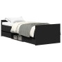 Estructura de cama con cabecero piecero negro 90x190 cm