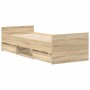 Estructura de cama con cabecero piecero roble Sonoma 90x190 cm