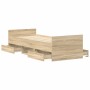 Estructura de cama con cabecero piecero roble Sonoma 90x190 cm