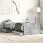 Estructura de cama con cabecero piecero gris hormigón 90x190cm