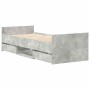 Estructura de cama con cabecero piecero gris hormigón 90x190cm