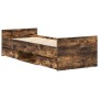 Estructura de cama con cabecero piecero roble ahumado 90x190cm