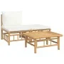 Garden furniture set 3 pieces bamboo and cream white cushions by vidaXL, Modular outdoor sofas - Ref: Foro24-362297, Price: 2...
