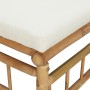 Garden furniture set 3 pieces bamboo and cream white cushions by vidaXL, Modular outdoor sofas - Ref: Foro24-362297, Price: 2...