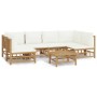 Garden furniture set 7 pieces bamboo and cream white cushions by vidaXL, Garden sets - Ref: Foro24-3155198, Price: 847,82 €, ...