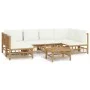Gartenmöbel-Set 7-teilig aus Bambus und cremeweißen Kissen von vidaXL, Gartensets - Ref: Foro24-3155198, Preis: 824,69 €, Rab...