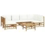 Gartenmöbel-Set 7-teilig aus Bambus und cremeweißen Kissen von vidaXL, Gartensets - Ref: Foro24-3155198, Preis: 824,69 €, Rab...
