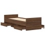 Estructura de cama con cabecero piecero roble marrón 90x190 cm