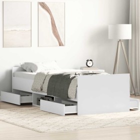 Estructura de cama con cabecero piecero blanca 75x190 cm