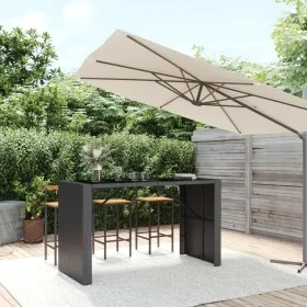 Stehtisch PE Rattan und schwarzes Glas Oberfläche 185x80x110 cm von vidaXL, Gartentische - Ref: Foro24-362600, Preis: 277,91 ...